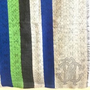 Roberto Cavalli Green, Black, Blue, and Gray Scarf